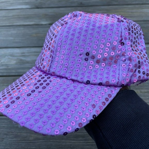 Women Hat Pink Tone Sequin Baseball Silver Cap Hat Fashion Hat New - Picture 1 of 12